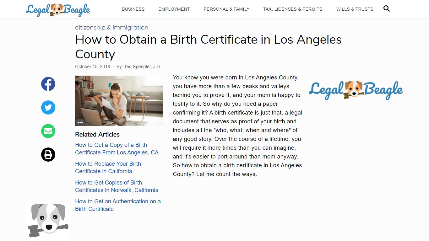 How to Obtain a Birth Certificate in Los Angeles County